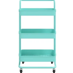 Chariots & Îlots-vidaXL Chariot de cuisine 3 niveaux 42x35x85 cm Fer et ABS Turquoise