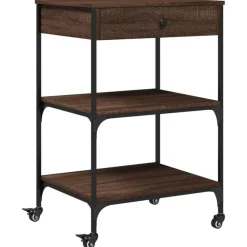 vidaXL Chariot de cuisine chêne marron 60x48x89,5 cm bois d'ingénierie
