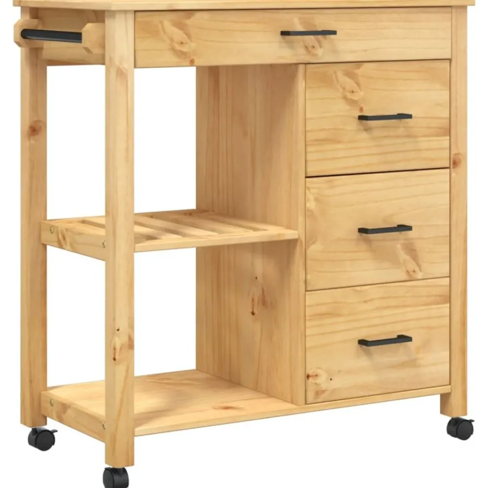 vidaXL Chariot de cuisine MONZA 84x40x88,5 cm bois massif de pin