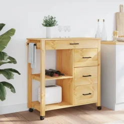 vidaXL Chariot de cuisine MONZA 84x40x88,5 cm bois massif de pin