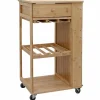 vidaXL Chariot de Cuisine avec Roues Naturel 47,5 x 36 x 83 cm Bambou