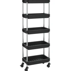 Chariots & Îlots-vidaXL Chariot de cuisine 5 niveaux 42x29x128 cm Fer et ABS Noir