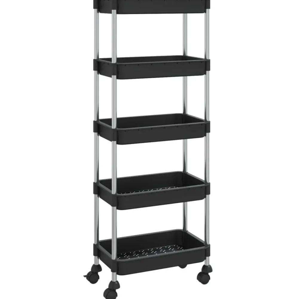 Chariots & Îlots-vidaXL Chariot de cuisine 5 niveaux 42x29x128 cm Fer et ABS Noir