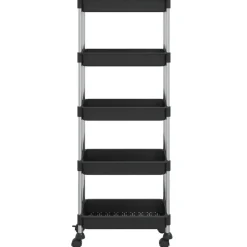 Chariots & Îlots-vidaXL Chariot de cuisine 5 niveaux 42x29x128 cm Fer et ABS Noir