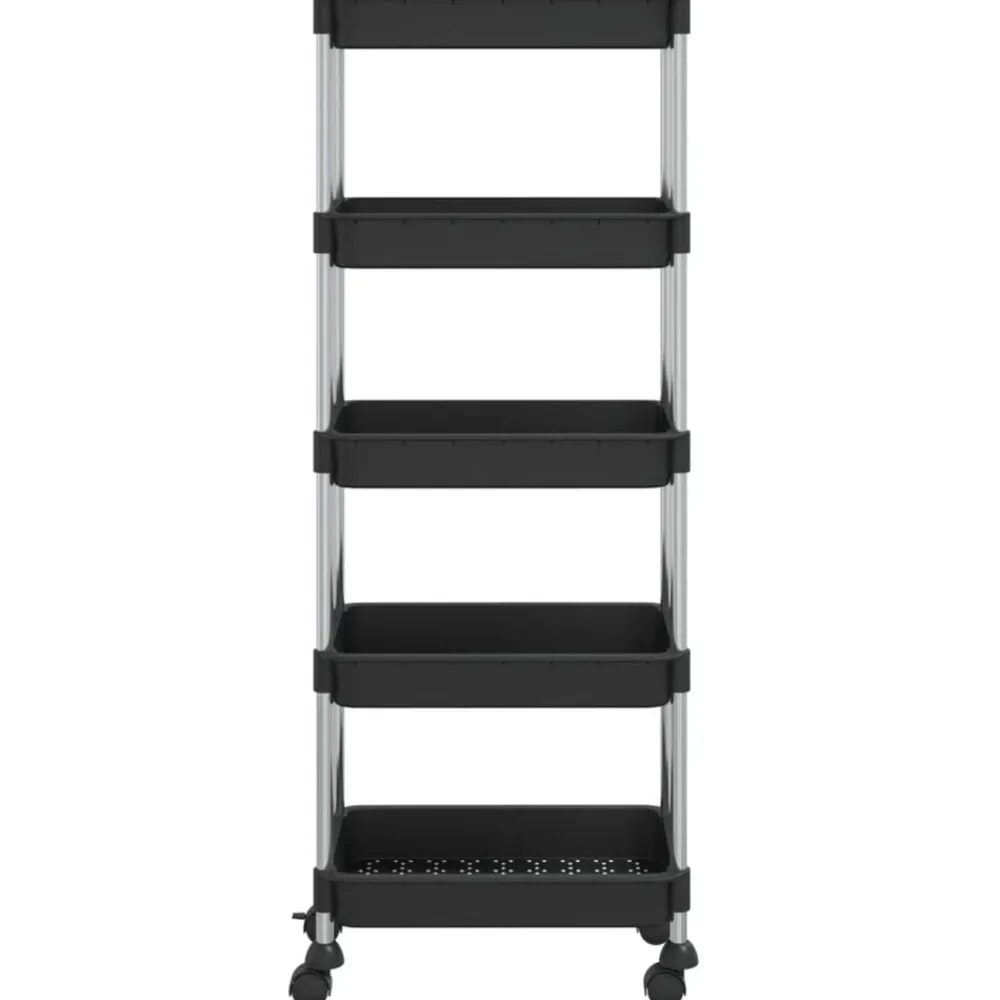 Chariots & Îlots-vidaXL Chariot de cuisine 5 niveaux 42x29x128 cm Fer et ABS Noir