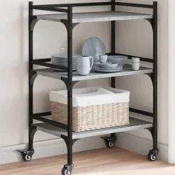 Chariots & Îlots-vidaXL Chariot de cuisine 50x35x75,5 cm bois d'ingénierie Sonoma gris
