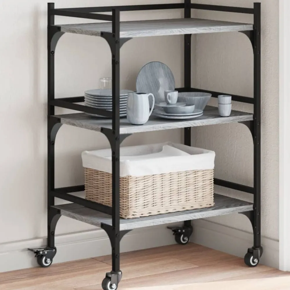 Chariots & Îlots-vidaXL Chariot de cuisine 50x35x75,5 cm bois d'ingénierie Sonoma gris