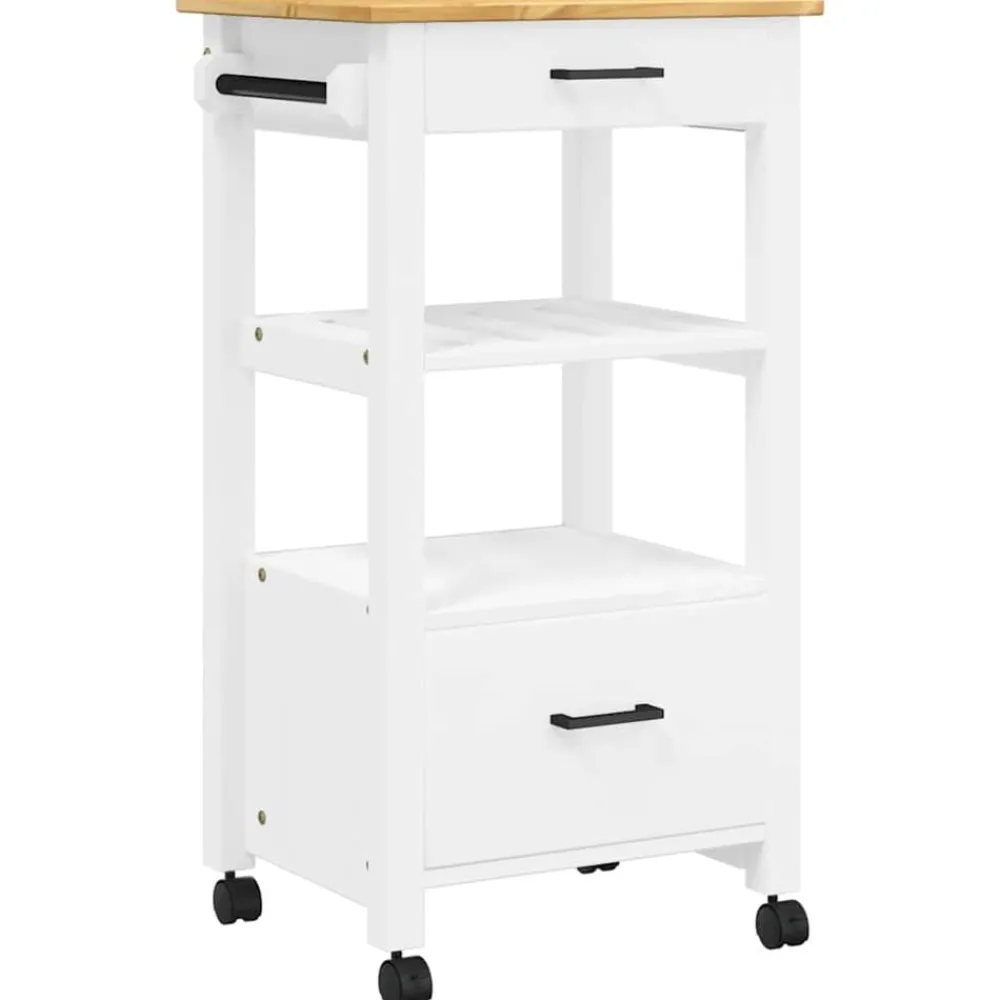 Chariots & Îlots-vidaXL Chariot de cuisine MONZA 48x40x88,5 cm bois massif de pin Blanc