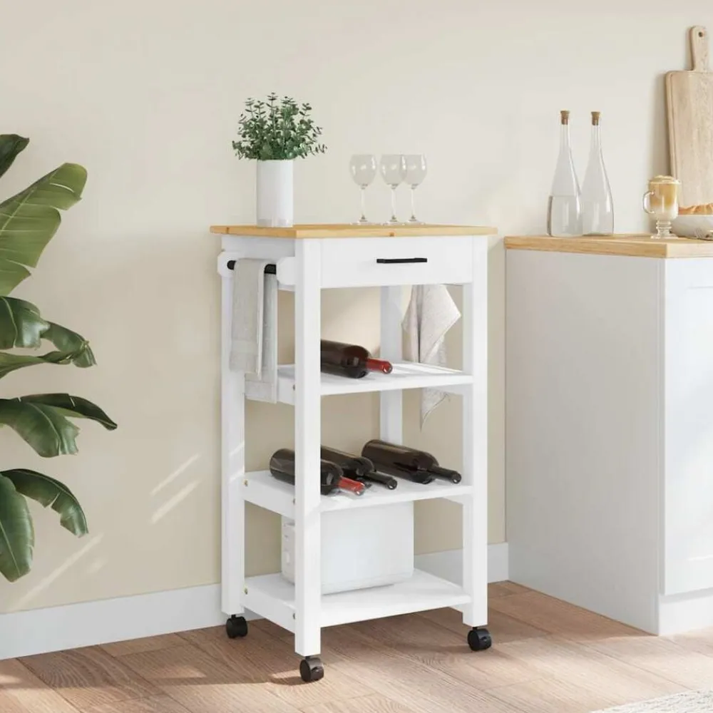 vidaXL Chariot de cuisine MONZA 48x40x88,5 cm bois massif de pin