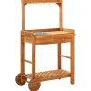 vidaXL Chariot de cuisine de jardin Bois d'acacia 92x43,5x141,5 cm