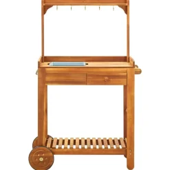 vidaXL Chariot de cuisine de jardin Bois d'acacia 92x43,5x141,5 cm
