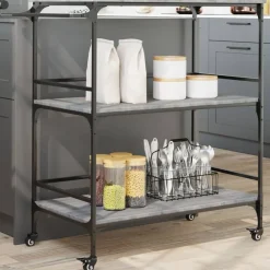 Chariots & Îlots-vidaXL Chariot de cuisine 100,5x50x105cm bois d'ingénierie Sonoma gris