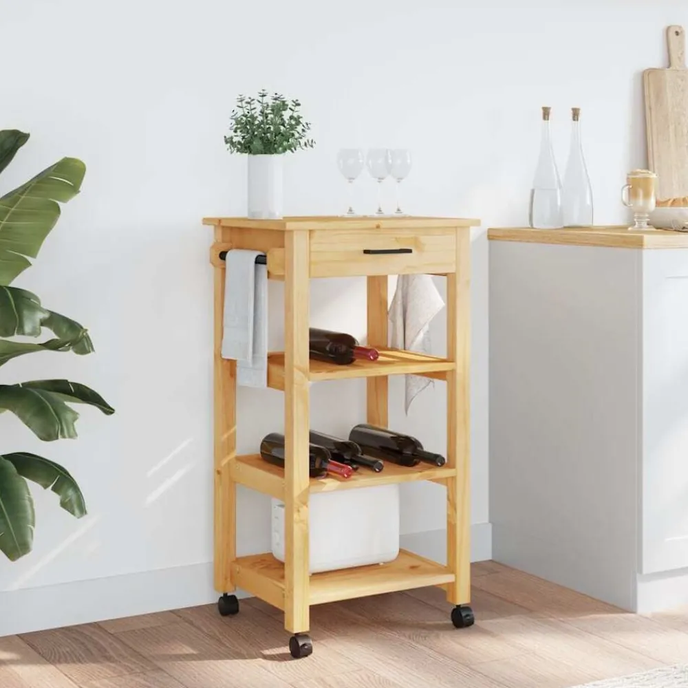 vidaXL Chariot de cuisine MONZA 48x40x88,5 cm bois massif de pin