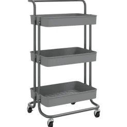 Chariots & Îlots-vidaXL Chariot de cuisine 3 niveaux 42x35x85 cm Fer et ABS Gris