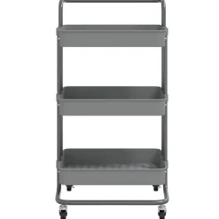 Chariots & Îlots-vidaXL Chariot de cuisine 3 niveaux 42x35x85 cm Fer et ABS Gris