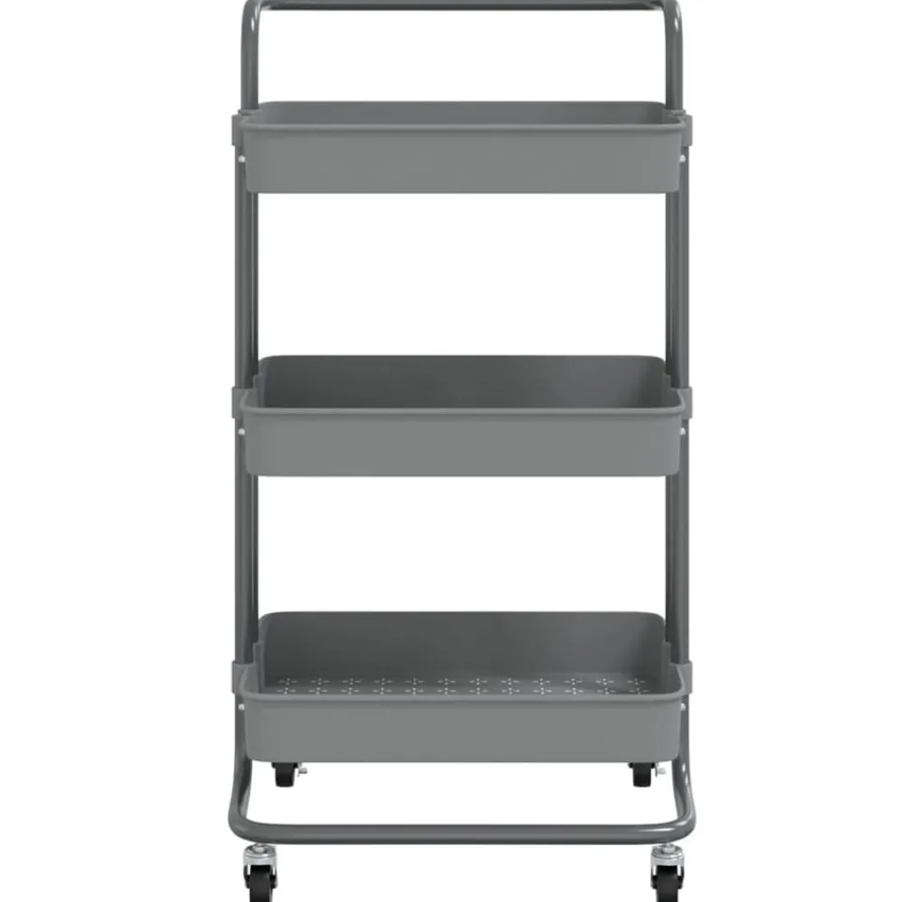 Chariots & Îlots-vidaXL Chariot de cuisine 3 niveaux 42x35x85 cm Fer et ABS Gris