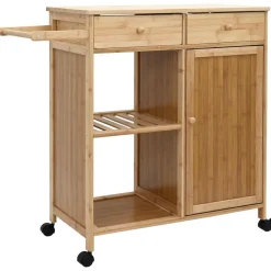 Chariots & Îlots-vidaXL Chariot de Cuisine avec Roues Naturel 90,5 x 36 x 86,5 cm