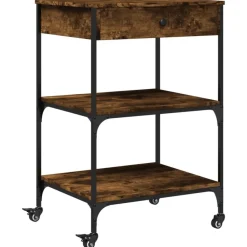 Chariots & Îlots-vidaXL Chariot de cuisine chêne fumé 60x48x89,5 cm bois d'ingénierie Chêne fumé