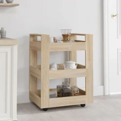 Chariots & Îlots-vidaXL Chariot de cuisine Chêne sonoma 60x45x80 cm Bois d'ingénierie Ch&ecirc;ne sonoma
