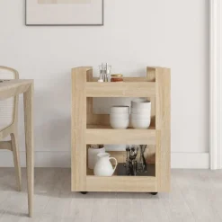 Chariots & Îlots-vidaXL Chariot de cuisine Chêne sonoma 60x45x80 cm Bois d'ingénierie Chêne sonoma