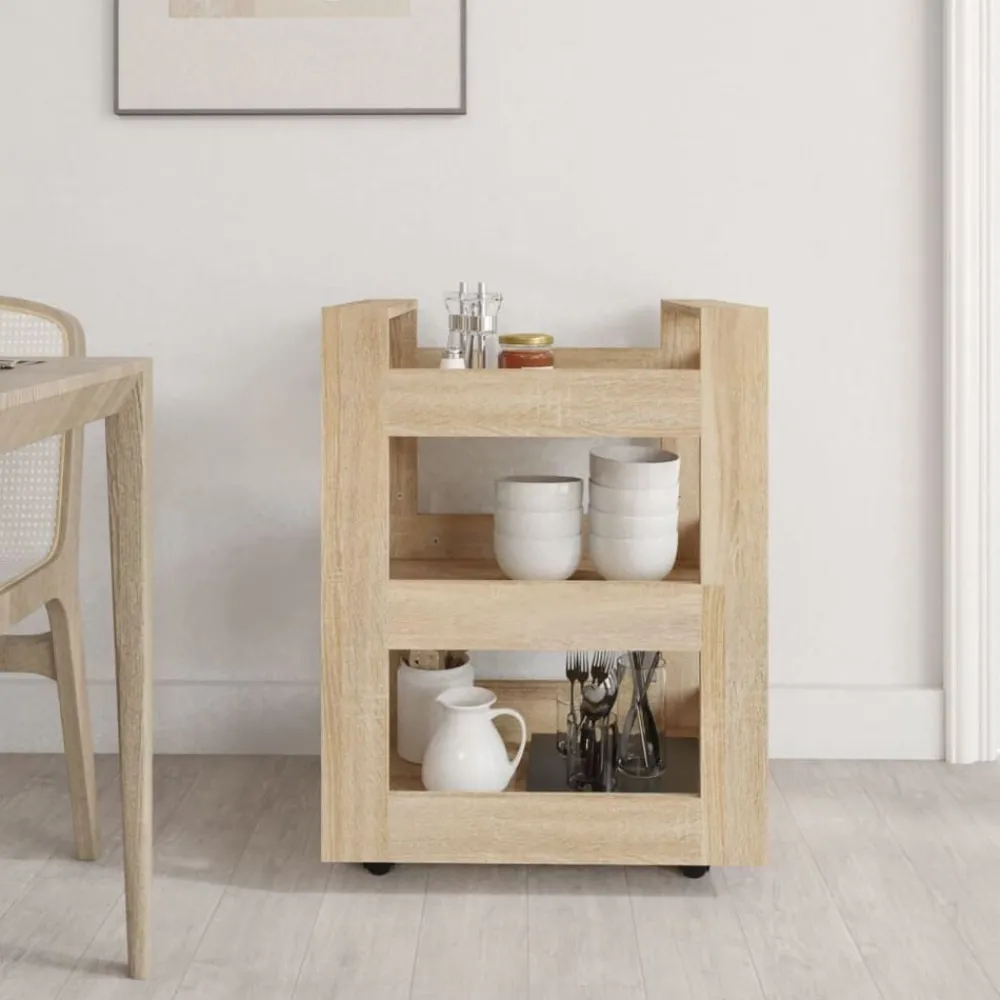 Chariots & Îlots-vidaXL Chariot de cuisine Chêne sonoma 60x45x80 cm Bois d'ingénierie Chêne sonoma