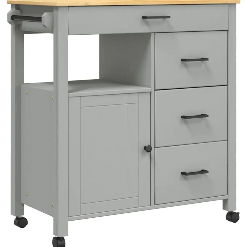 Chariots & Îlots-vidaXL Chariot de cuisine MONZA 84x40x88,5 cm bois massif de pin Gris