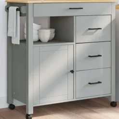 Chariots & Îlots-vidaXL Chariot de cuisine MONZA 84x40x88,5 cm bois massif de pin Gris