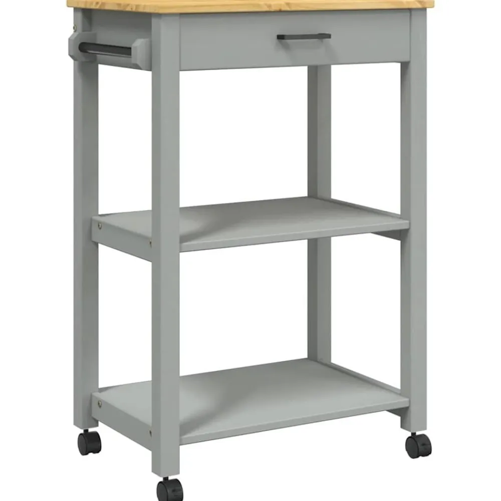 Chariots & Îlots-vidaXL Chariot de cuisine MONZA 60x40x88,5 cm bois massif de pin Gris