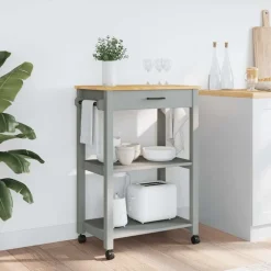 Chariots & Îlots-vidaXL Chariot de cuisine MONZA 60x40x88,5 cm bois massif de pin Gris