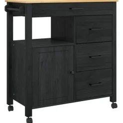 Chariots & Îlots-vidaXL Chariot de cuisine MONZA 84 x 40 x 88,5 cm Noir