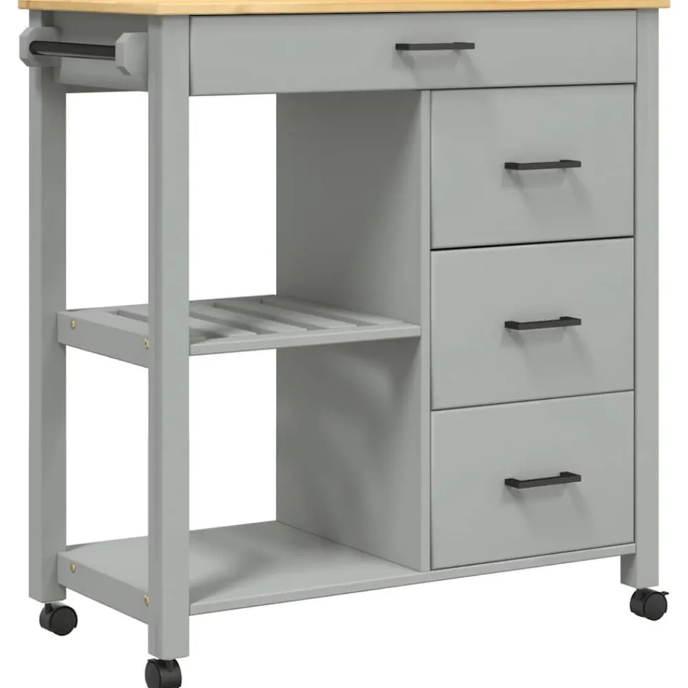 Chariots & Îlots-vidaXL Chariot de cuisine MONZA 84x40x88,5 cm bois massif de pin Gris