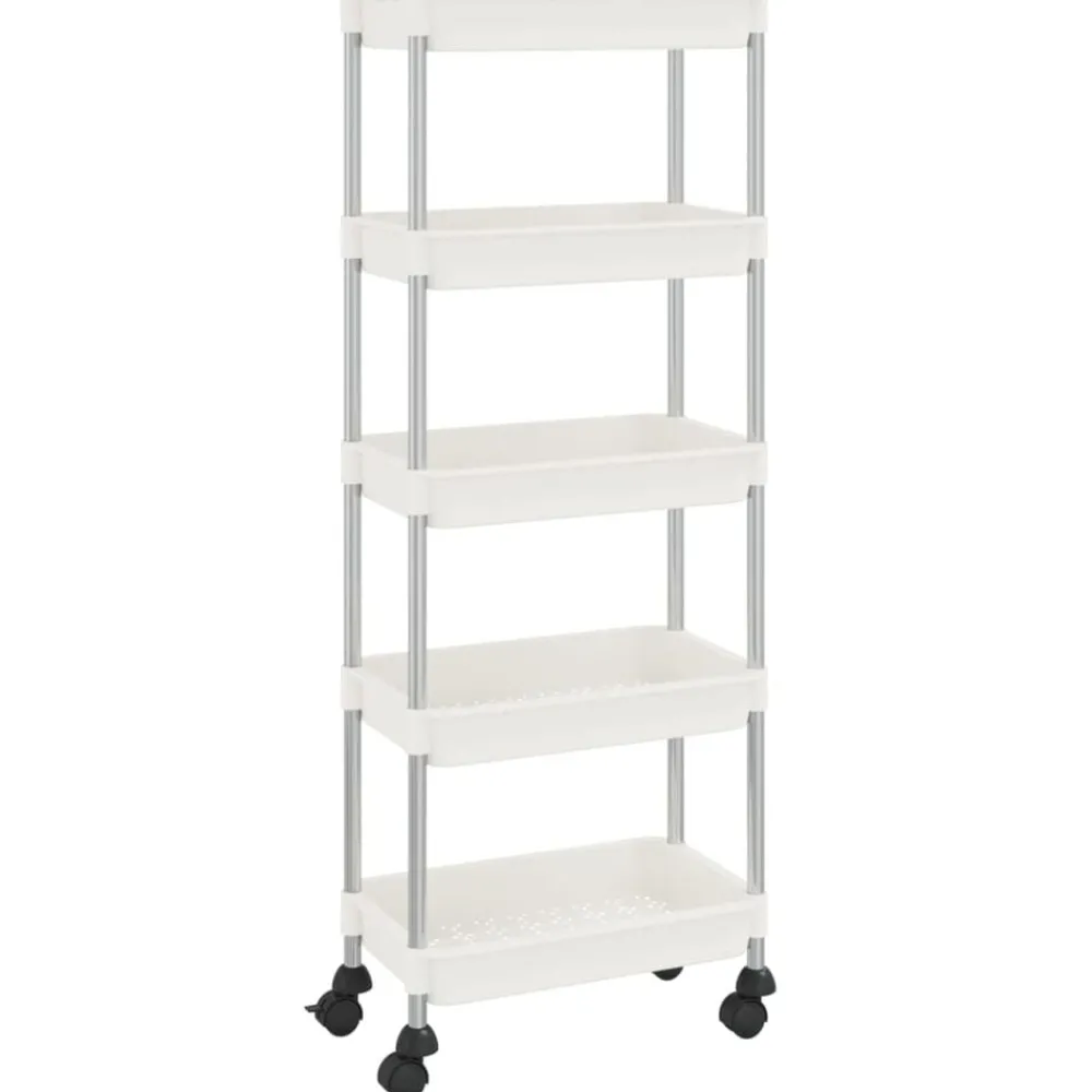 Chariots & Îlots-vidaXL Chariot de cuisine 5 niveaux 42x29x128 cm Fer et ABS Blanc