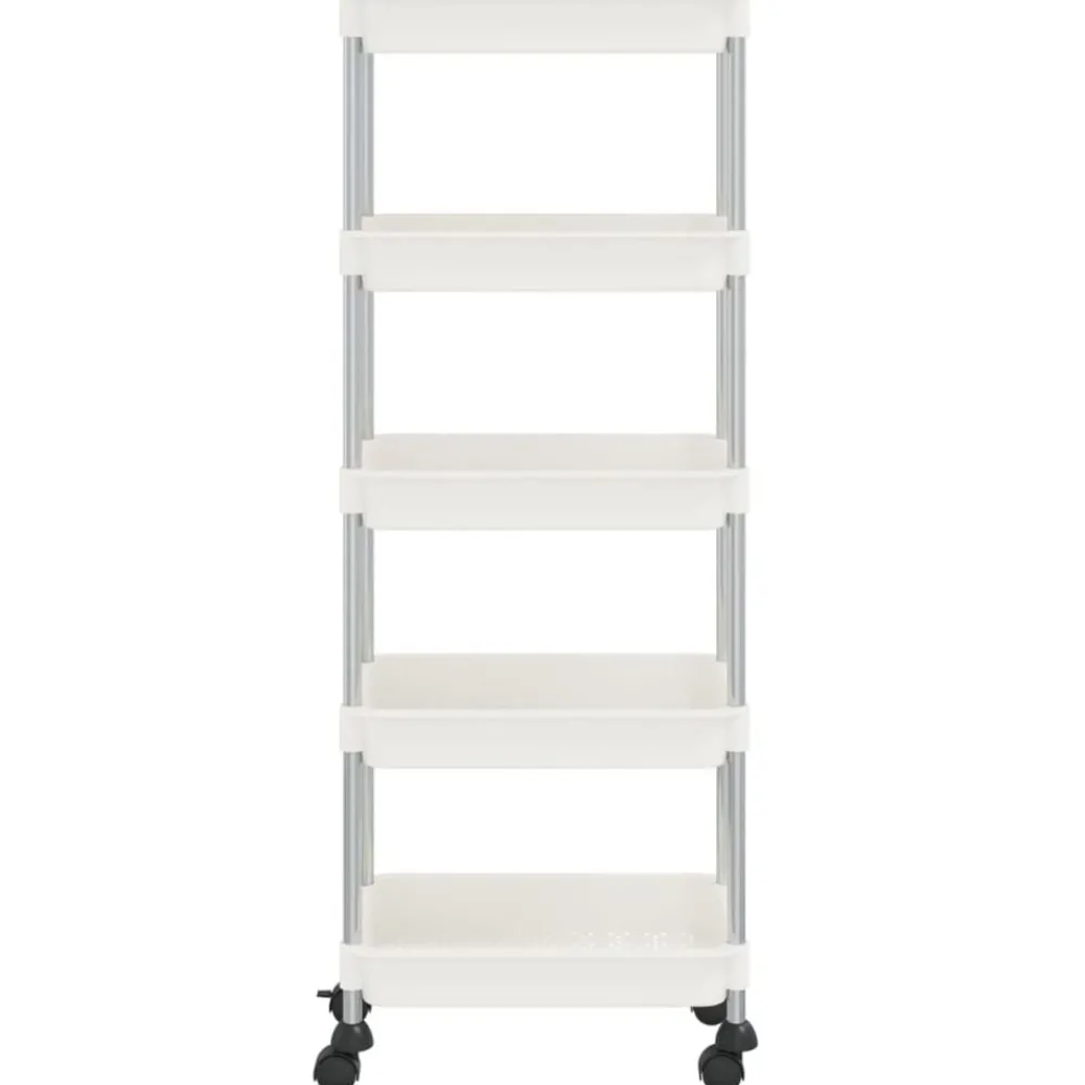 Chariots & Îlots-vidaXL Chariot de cuisine 5 niveaux 42x29x128 cm Fer et ABS Blanc