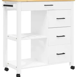 Chariots & Îlots-vidaXL Chariot de cuisine MONZA 84x40x88,5 cm bois massif de pin Blanc