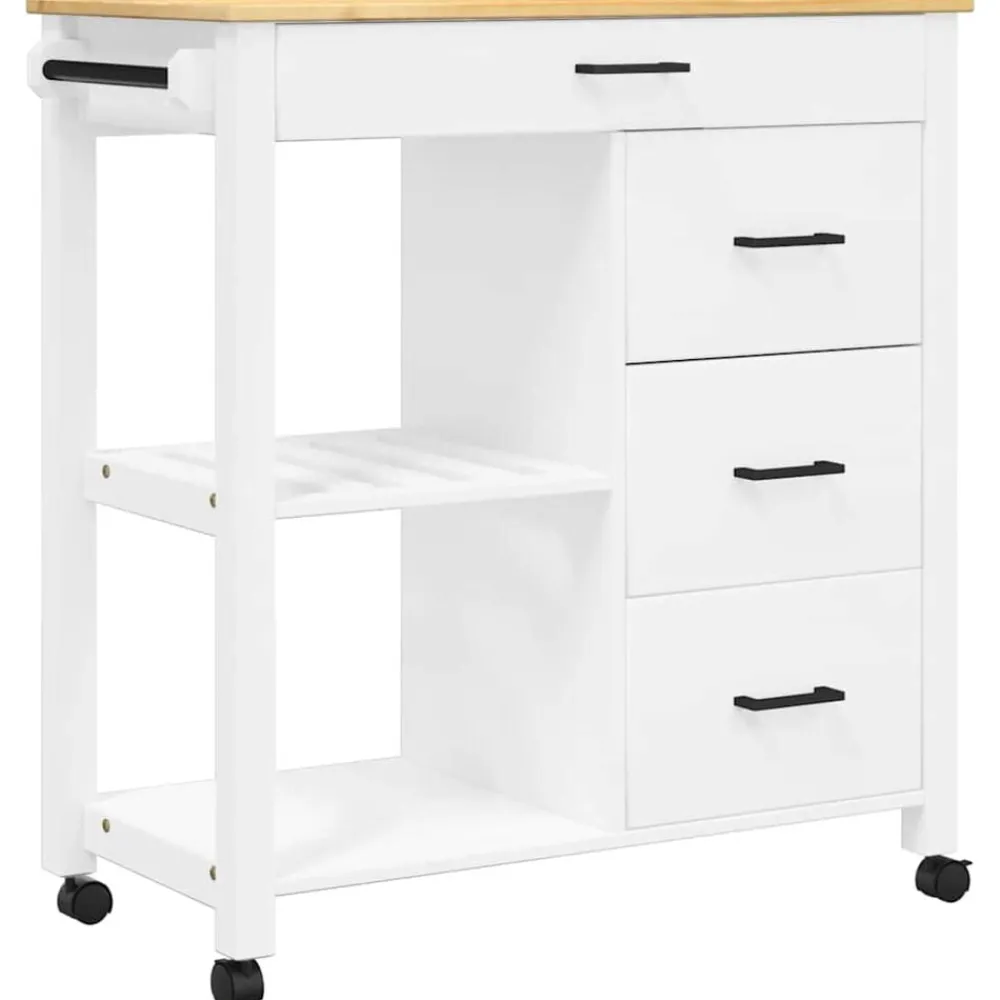 Chariots & Îlots-vidaXL Chariot de cuisine MONZA 84x40x88,5 cm bois massif de pin Blanc