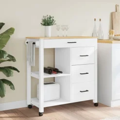 Chariots & Îlots-vidaXL Chariot de cuisine MONZA 84x40x88,5 cm bois massif de pin Blanc