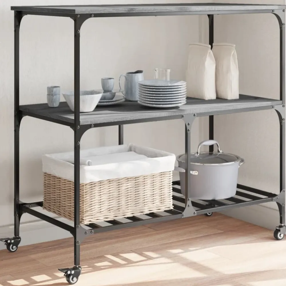 vidaXL Chariot de cuisine 100x50x95 cm bois d'ingénierie