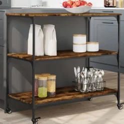 Chariots & Îlots-vidaXL Chariot de cuisine chêne fumé 102x50x95 cm bois d'ingénierie Ch&ecirc;ne fumé
