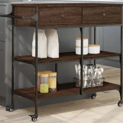 vidaXL Chariot de cuisine chêne marron 105x42x95 cm bois d'ingénierie
