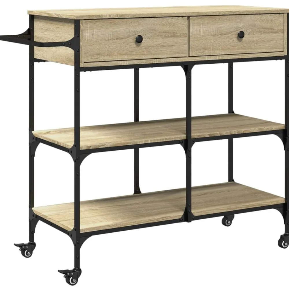 vidaXL Chariot de cuisine chêne sonoma 105x42x95 cm bois d'ingénierie