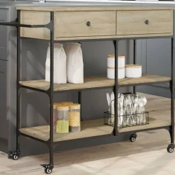 vidaXL Chariot de cuisine chêne sonoma 105x42x95 cm bois d'ingénierie