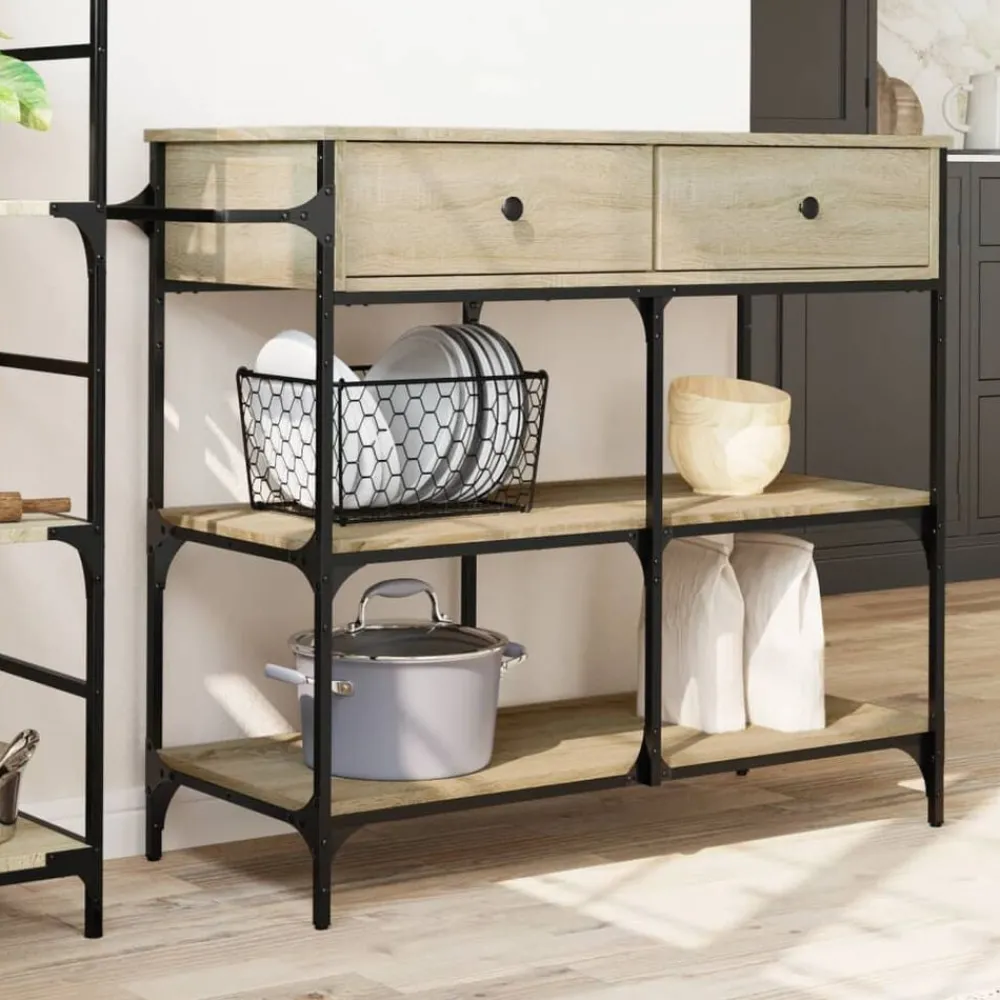 vidaXL Chariot de cuisine chêne sonoma 105x42x95 cm bois d'ingénierie