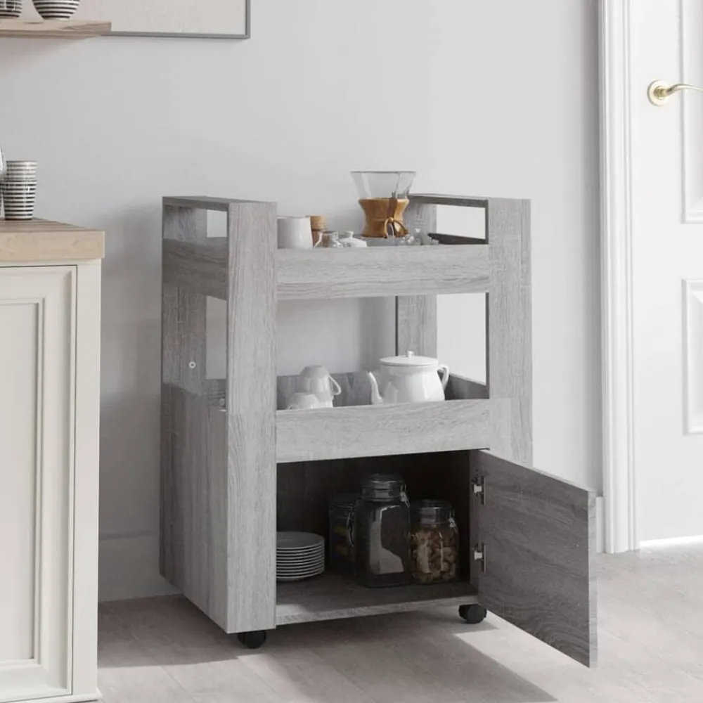 Chariots & Îlots-vidaXL Chariot de cuisine 60x45x80 cm Bois d'ingénierie Sonoma gris