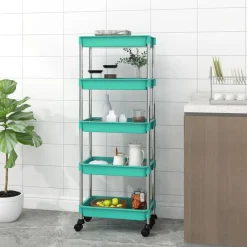 vidaXL Chariot de cuisine 5 niveaux 42x29x128 cm Fer et ABS