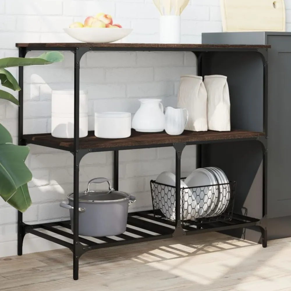 vidaXL Chariot de cuisine chêne marron 100x50x95 cm bois d'ingénierie