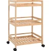 vidaXL Chariot de Cuisine avec Roues Naturel 46 x 38 x 76 cm Bambou