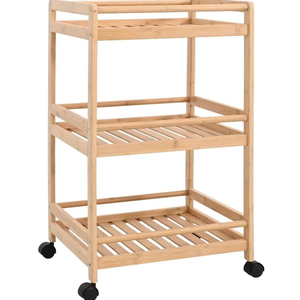 vidaXL Chariot de Cuisine avec Roues Naturel 46 x 38 x 76 cm Bambou