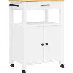 Chariots & Îlots-vidaXL Chariot de cuisine MONZA 60x40x88,5 cm bois massif de pin Blanc