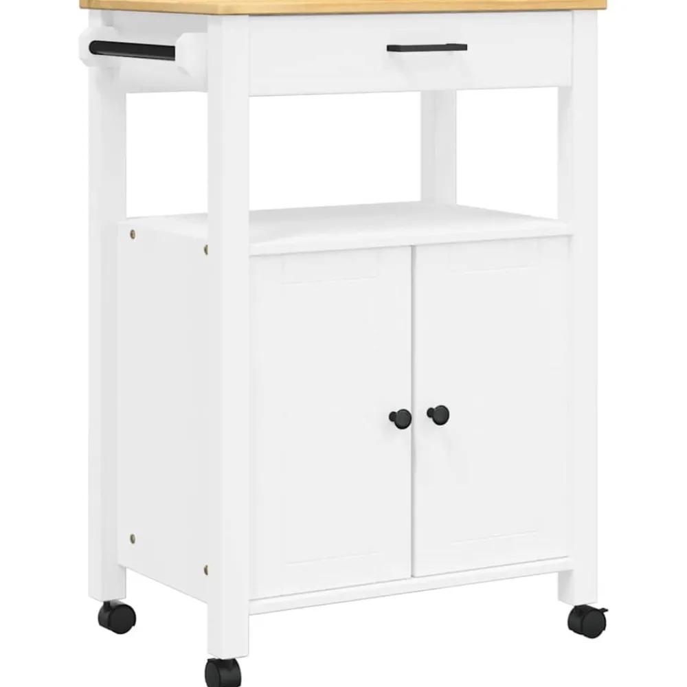 Chariots & Îlots-vidaXL Chariot de cuisine MONZA 60x40x88,5 cm bois massif de pin Blanc