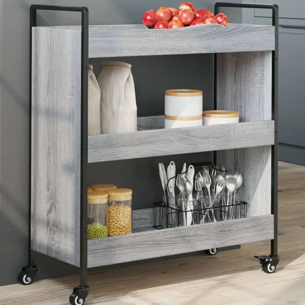 Chariots & Îlots-vidaXL Chariot de cuisine 70x30x82 cm bois d'ingénierie Sonoma gris